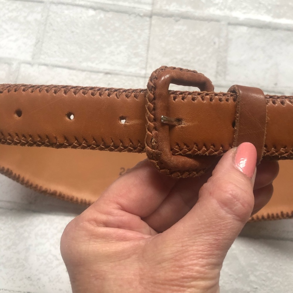Vintage Lands' End Handwoven Guatemalan Textile & Leather Belt - Boho Southwest - Picture 5 of 7